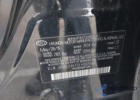 2020 Hyundai Elantra Se z USA, uszkodzony, nr VIN 5NPD74LF0LH503541